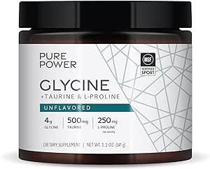 Dr. Mercola Pure Power Glycine   Taurine & L-Proline - Unflavored, 5.20 oz, 30 Servings, Non-GMO, Gluten Free, Soy Free, NSF Certified Sport