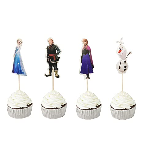 48PCS Frozen Cupcake Toppers for Kids Birthday Party Cake Decoration