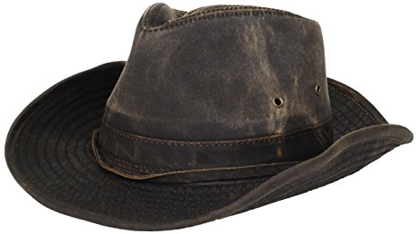 Dorfman-Pacific Weathered Cotton Outback Hat With Chin Cord