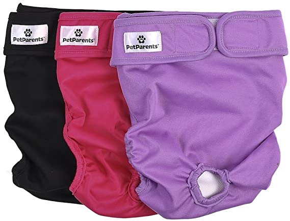 Pet Parents Washable Dog Diapers (3pack) of Doggie Diapers, Color: Princess, Medium Dog Diapers