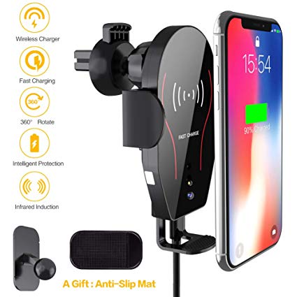 ARCBLD Wireless Charger Car Mount, 10W Qi Certified Power Fast Charge Air Vent Phone Holder, Auto Clamping Adjustable Gravity Car Mount Compatible with iPhone Xs Max/XR/XS/X/8/8 Plus, Galaxy Note 9/S9