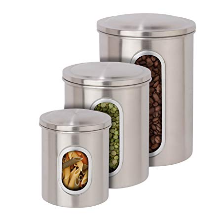 Honey-Can-Do KCH-06427  3-Piece Metal Nested Canister Storage Set, Steel