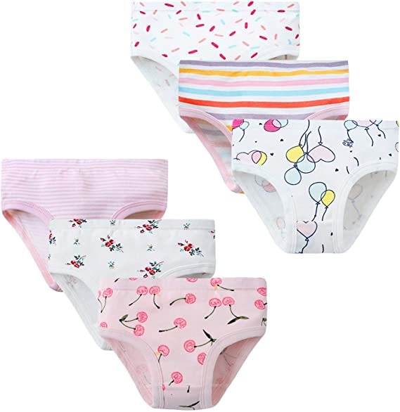 Toddler Girl Soft Cotton Underwear,Assorted Briefs Panties(Pack of 6)