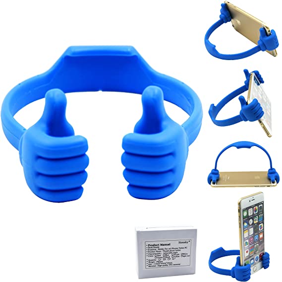HONSKY Universal Flexible Thumb Smartphone Stand Holder - Blue