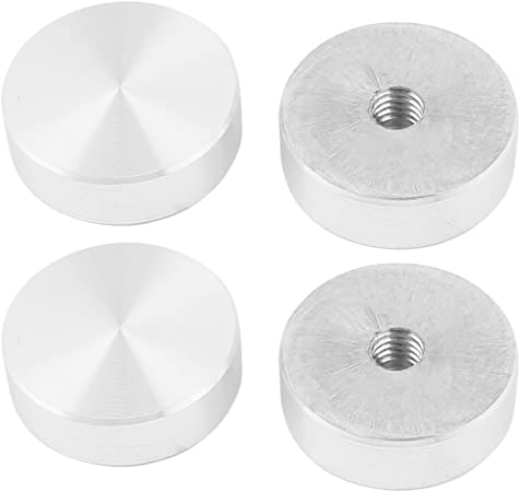 uxcell M6 Thread 25mm Diameter Round Shape Aluminum Disc Hardware 4pcs for Glass Table