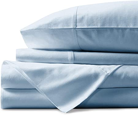 Mayfair Linen 100% Egyptian Cotton Sheets, Light Blue Queen Sheets Set, 800 Thread Count Long Staple Cotton, Sateen Weave for Soft and Silky Feel, Fits Mattress Upto 18'' DEEP Pocket