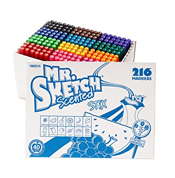 Mr. Sketch Fiddle Sticks Scented Markers, 216-pack, Assorted Colors (3618)