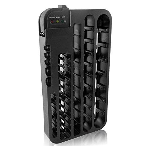 D-FantiX Battery Organizer with Removable Battery Tester Wall Mountable Battery Caddy AA AAA Battery Holder Black