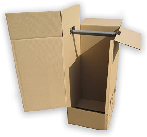 Pack of 3 Strong Wardrobe 18x20x48" Double Wall Removal and Storage Cardboard Boxes   Rail