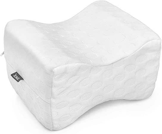 DMI Knee Pillow Wedge for Sciatica, Pregnancy, Back, Leg or Hip Pain made of Memory Foam with Washable Cover, 8 x 10 x 6, White