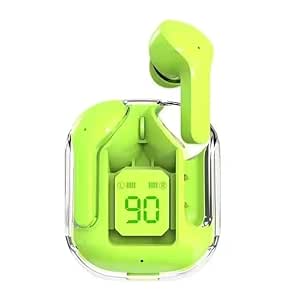 Air 31 Ultrapods Wireless Earbuds with Transparent Design Charging Case and LED Digital Display | Bluetooth 5.3 | Heavy Bass Stereo Earphones