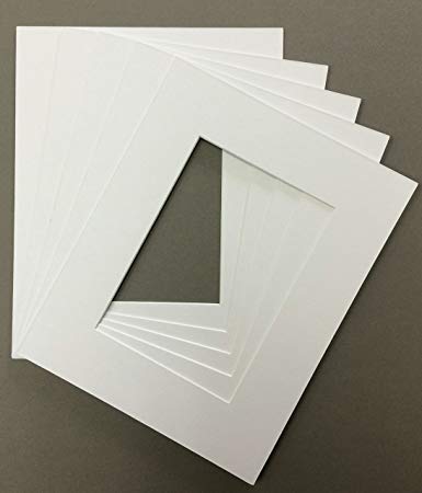 Pack of 5 12x16 White Picture Mats with White Core Cut for 8x12 Pictures