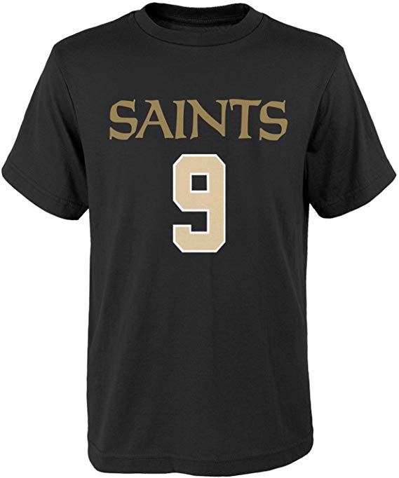 Outerstuff Drew Brees New Orleans Saints Youth Mainliner Jersey Name and Number T-Shirt
