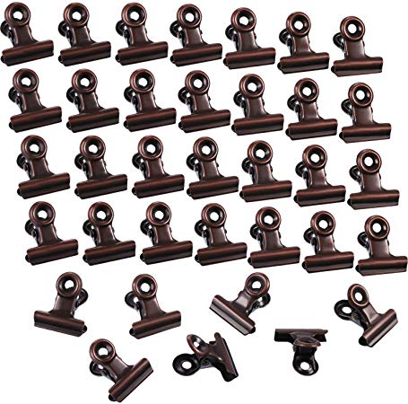 Boao 100 Pieces Bulldog Metal Clips Hinge Clips for Photos, Maps, Drawings, Art Work, Papers, Price Tag, 0.87 Inch (Red Bronze)