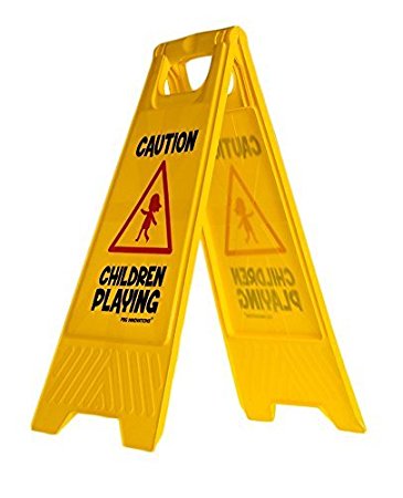 Children Playing Caution Sign for Yards and Driveways (Double-Sided) - "Caution, Children Playing"