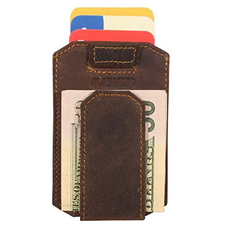 Minimalist Credit Card Holder - Genuine Leather - Slim Wallet - Money Clip-RFID