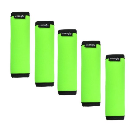 Cosmos ® 5 Pieces Fluorescence Green Comfort Neoprene Handle Wraps/Grip/Identifier for Travel Bag Luggage Suitcase