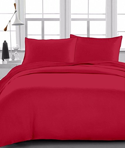 Sleepwell 600-Thread-Count Egyptian Cotton Duvet Set 5 PCs Super King Size (1 Duvet Cover Zipper Closer & 4 Pillow case) Burgundy Solid