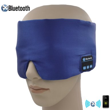 GoldWorld Ultra Soft Comfortable Silk Bluetooth Wireless Sleep Headphones Eye Mask Built-in Speaker with Stereo Sleeping Earphone for Bedtime & Travel (Dark Blue)