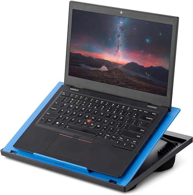 Navaris Laptop Tisch Ablage aus Kunststoff - Bett Couch Unterlage für Tablet - 37,6x28x5,8cm Laptopunterlage Laptopkissen - 8 verschiedene Stufen - Blau