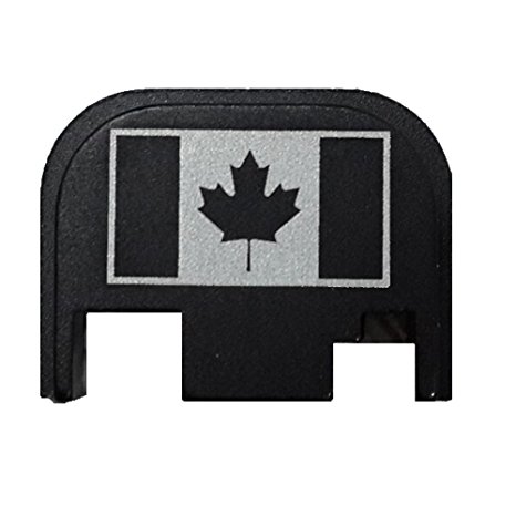 Black Slide Cover Plate for Glock, Canadian Flag design, by Fixxxer LLC, fits most Glock models. (GLOCK Canadian Flag)