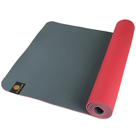 Dusky Leaf TPE Eco Yoga Mat - Red / Gray