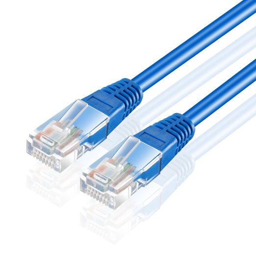 TNP Cat6 Ethernet Patch Cable (100 Feet) - Professional Gold Plated Snagless RJ45 Connector Computer Networking LAN Wire Cord Plug Premium Shielded Twisted Pair (Blue)