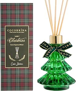 COCORRÍNA Reed Diffuser - Cedar Balsam 5.7 Fl.oz Diffuser with 8 Sticks, Christmas Reed Diffuser for Home, Bathroom Shelf Decor