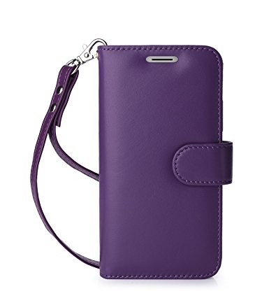 Moto G5 Plus Case, FYY[RFID Blocking wallet] Premium Genuine Leather 100% Handmade Wallet Case Stand Cover Credit Card Protector for Moto G5 Plus Purple