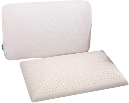 QIQIHOME Slim Sleeper - Thin Natural Latex Foam Pillow, Great for Back and Stomach Sleepers,Teenager, Hypoallergenic, Ventilated - Thin Low Profile (Flower, 23.4'' x 15.6 ''x 2.6'' /1.3'' inch)