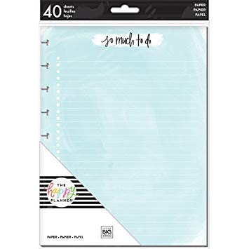 The Happy Planner Note Paper Sheets - 40 Sheets of Pre-Punched Double-Sided Filler Paper - Assorted Colors - Inserts Into Planner - Organize, Prioritize, Make Lists, Take Notes - Classic Size