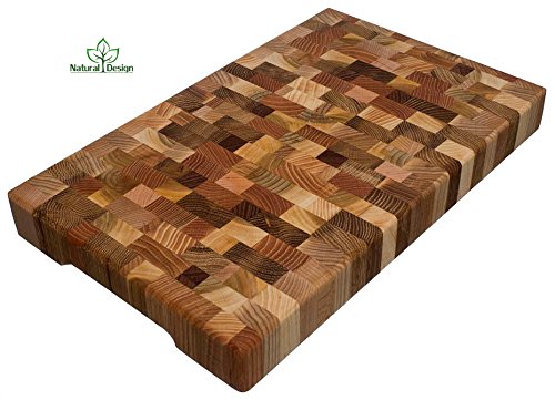 Cutting Board 16 x 10 x 1.6 inch End Grain Chopping Block Hardwood Extra Thick Wood: Cherry, Oak, Canadian Oak, Ash-tree, Mahogany, Beech Durable & Resistant