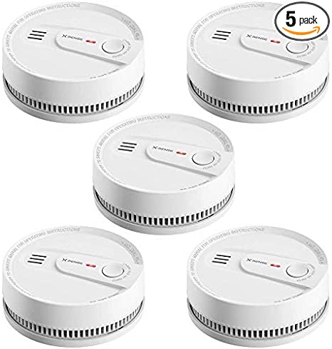 X-Sense Smoke Detector Alarm, 10-Year Lithium Battery Life Fire Alarm with LED Indicator, SD2L0AX, Pack of 5