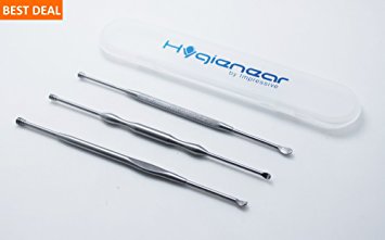 HYGIENEAR 3-Piece Set - Ear Wax Pick Remover Curettes - Better Ear Hygiene with Medical Grade Ear Cleaning Tools