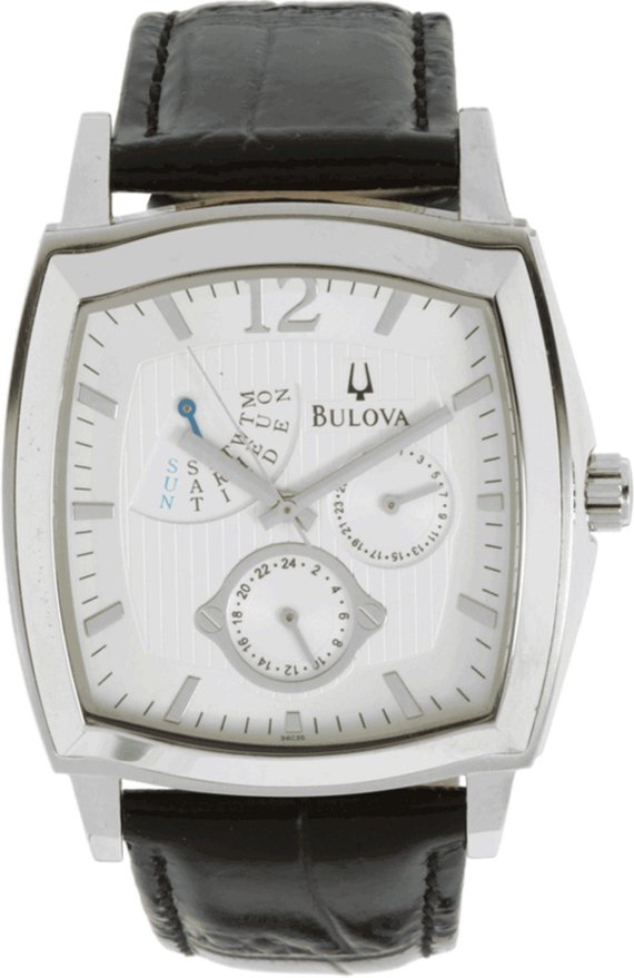 Bulova Men's 96C35 Multifunction Black Leather Strap Watch