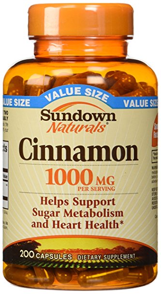 Sundown Naturals Cinnamon 1000 Mg Capsules Value Size, 200 Count pack of 2