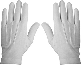 White Stitched Cotton Gloves-Pair
