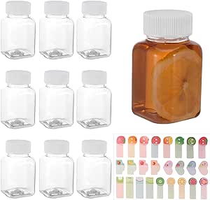 FANTESI 9 Pcs 3.5oz/100ml Juice Bottles Square Ginger Shot Bottles With Lids Plastic Leak-proof Drink Bottles Reusable Shot Bottles For Smoothie,Juice,Ginger,Beer