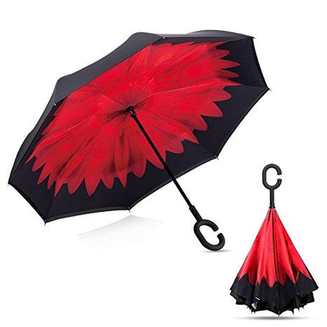 Ousili Umbrellas,Golf Travel Umbrella Outdoor Windproof Sunscreen Double Layer UV Protection Auto Open Reverse Folding Umbrella