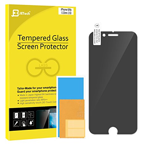 iPhone 6s Screen Protector, JETech Premium Privacy Anti-Spy Tempered Glass Screen Protector for Apple iPhone 6 and iPhone 6s 4.7" (Black) - 0800H