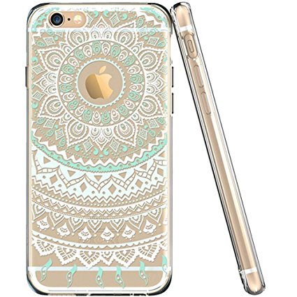 CarterLily® [Ultra Thin] Soft Flexible TPU Silicone Back Cover Case with Mandala Flower Series Pattern [Scratch Resistant] for iPhone 6 iPhone 6s 4.7 inches - Mint Green
