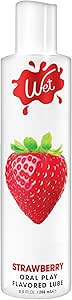 Wet Water Based Strawberry Flavored Lubricant for Men, Women & Couples, 9 Fl Oz - Long-Lasting Premium Edible Personal Lubricant Safe to Use with Latex Condoms - Gluten Free & Sugar Free