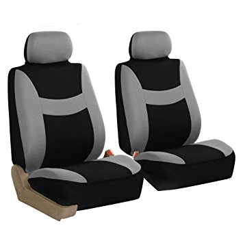 FH GROUP FH-FB030102 Light & Breezy Gray/Black Cloth Seat Cover Set Airbag & Split Ready- Fit Most Car, Truck, Suv, or Van