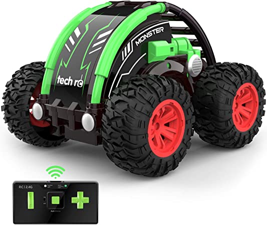 tech rc Stunt Car for Kids, 2.4GHz Mini RC Car with 360° Auto Rolling Function, High-Speed 4WD Remote Control Off-Road Racing Truck, Easy Control RC Vehicle Toy Gifts for Children
