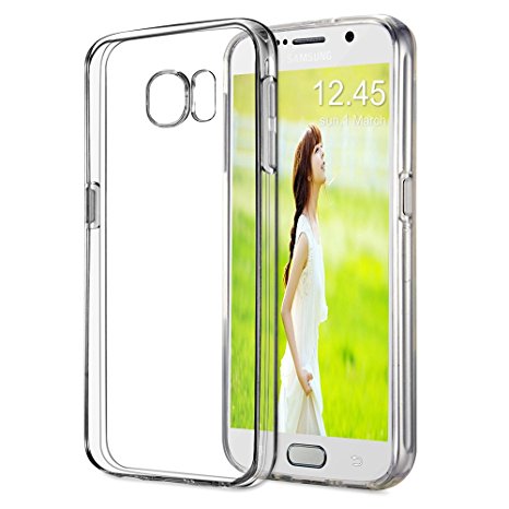 S6 Case, Galaxy S6 Case, MoboZx [Premium Flexible] [Crystal Clear] Protective Slim Light-Weight Scratch-Resistant Shock-Absorbent TPU Bumper, ECO-Friendly Packaging for Samsung Galaxy S6 (Clear)