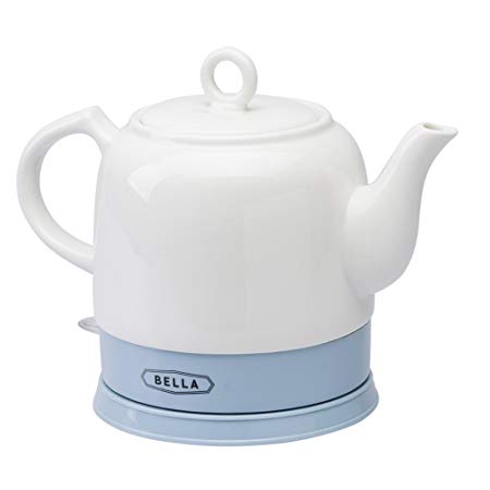 Bella Kettles - Electric Ceramic Cordless White Kettle Teapot - Retro 1.2L Jug, 1750W Boils Water Fast for Tea, Coffee, Soup, Oatmeal - Removable Base, Boil Dry Protection - Blue