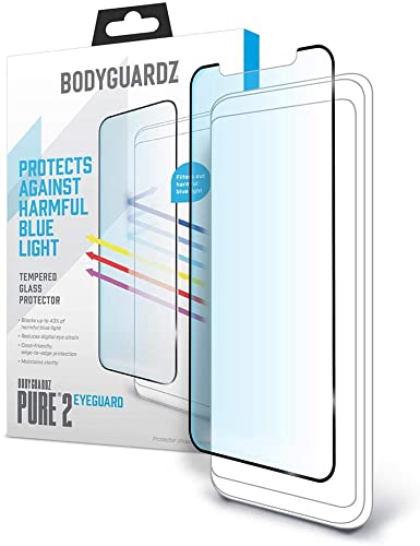 BodyGuardz - Pure 2 EyeGuard Glass Screen Protector For iPhone 11 Pro, Blue Light Edge-to-Edge Glass Protector - Case Friendly