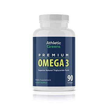 Athletic Greens Omega 3 Fish Oil - 1,300mg Per Serving - 672mg EPA and 448mg DHA Per Serving - 100% Sourced from Wild Caught Small Fish (90)