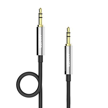 Audio Cable Stereo 3.5mm Premium Auxiliary Audio Cord Silver Male to Male Gold Plated Cable for Apple iPhone, iPod, iPad, Samsung, LG, HTC, Motorola, Sony Android Smartphones & Tablets, Microsoft Nokia Lumia Phones, Fire Smartphones & MP3 Players 3.5mm to 3.5mm Jack to Jack (1M Braided Silver)