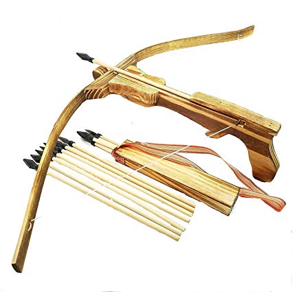 FLN Handmade Wood Toy Crossbow Set-12 Wood Arrows and a Quiver